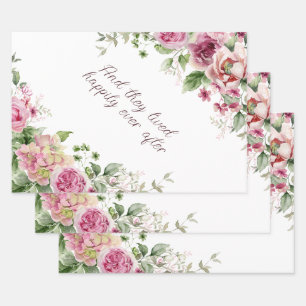 Hoja De Papel De Regalo Marco de Rosas Rosadas Personalizado 