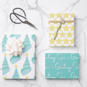 Hoja De Papel De Regalo Mares y saludos costeros