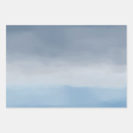 Hoja De Papel De Regalo Marina Blue Gold Stars Sky Watercolor