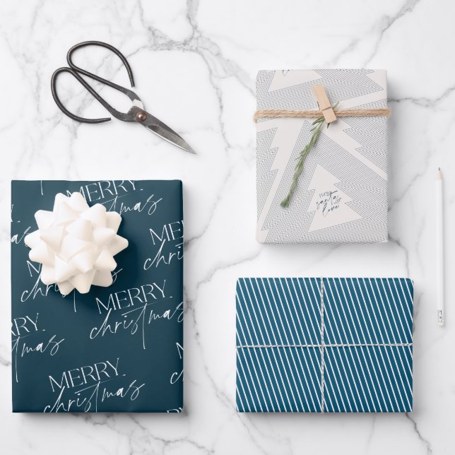Hoja De Papel De Regalo Marina navideña moderna (Anverso)