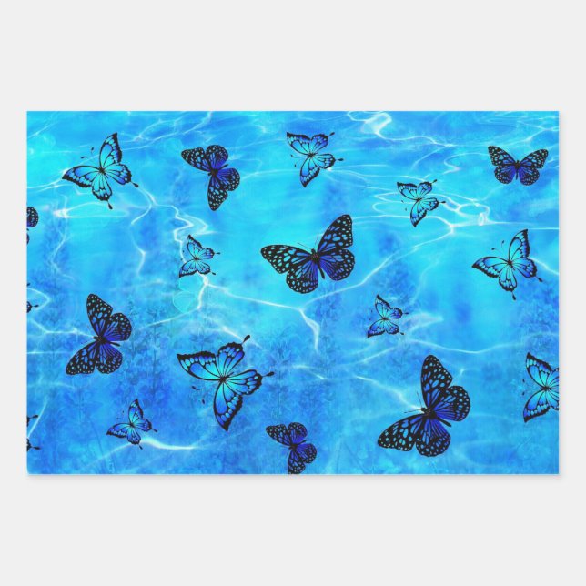 Hoja De Papel De Regalo Mariposa azul (Anverso)