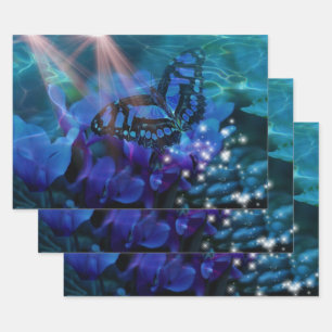 Hoja De Papel De Regalo Mariposa azul mágico