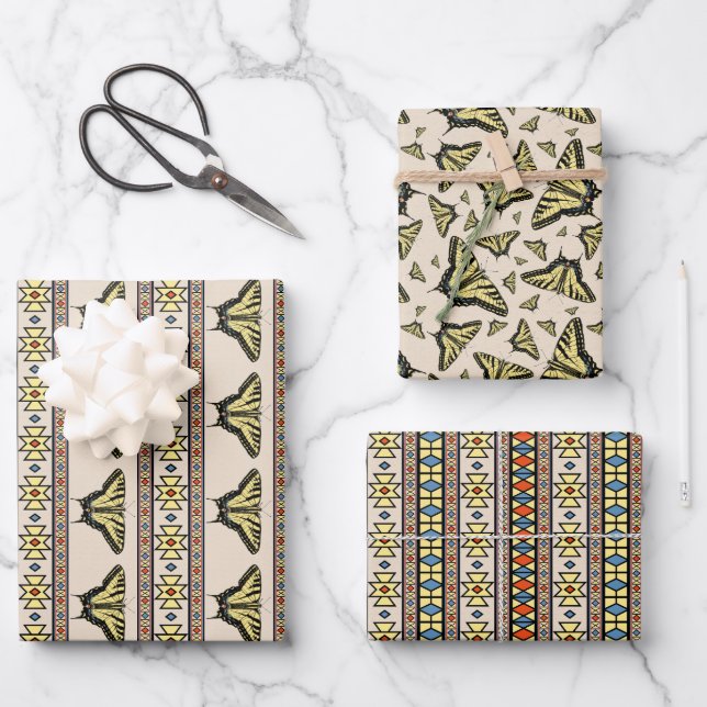 Hoja De Papel De Regalo Mariposa de cola de cerda amarilla del suroeste (Anverso)