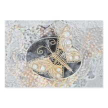 Mariposa de época Romántica Oro Blanco Arte Negro