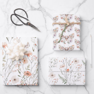 Hoja De Papel De Regalo Mariposa Floral Boho