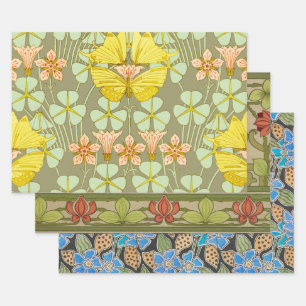 Hoja De Papel De Regalo Mariposa Floral Colorido Botánico