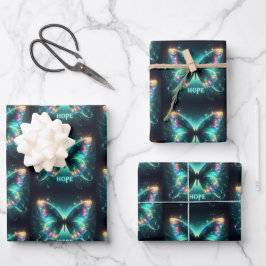 Hoja De Papel De Regalo Mariposa multicolor radiante retrata la esperanza