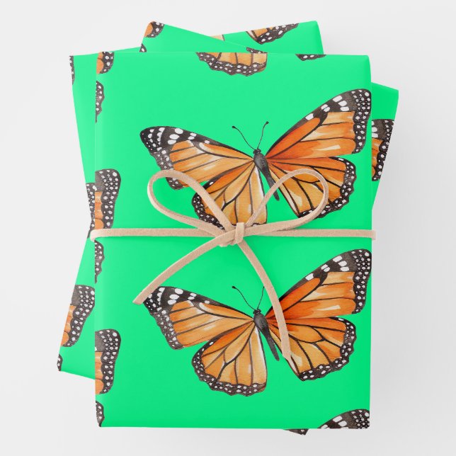 Hoja De Papel De Regalo Mariposa verde lima (In situ)