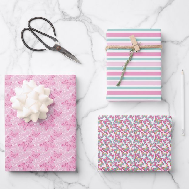 Hoja De Papel De Regalo Mariposas (Anverso)