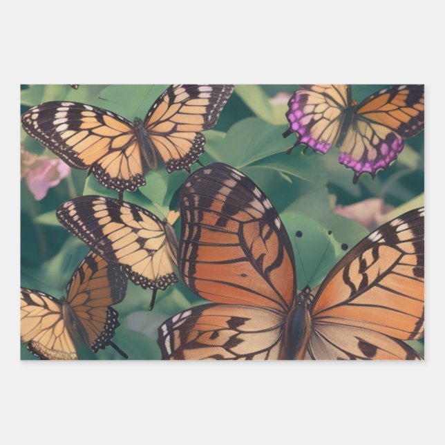 Hoja De Papel De Regalo Mariposas (Anverso)