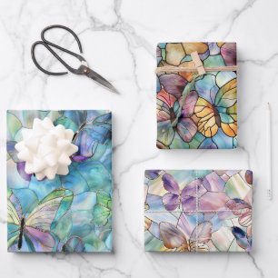 Hoja De Papel De Regalo Mariposas Azules Turquesa Purpura