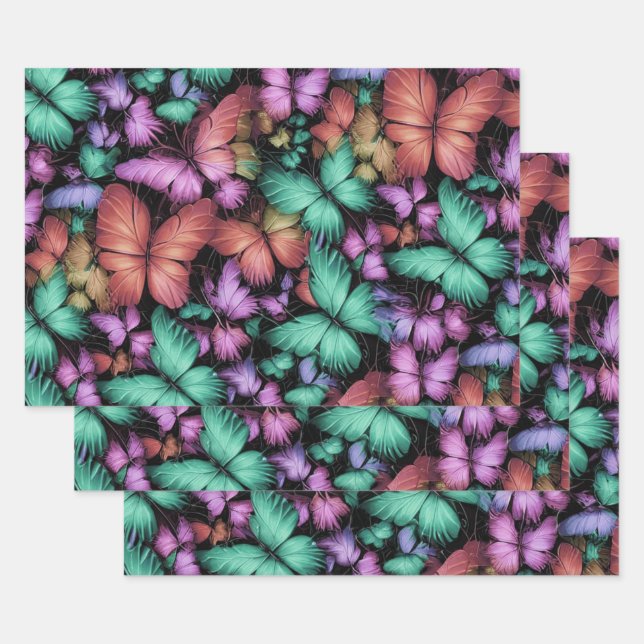 Hoja De Papel De Regalo Mariposas Coloridas Imprimir (Set)