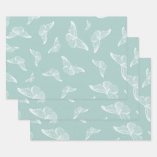 Hoja De Papel De Regalo Mariposas de color blanco y blanco