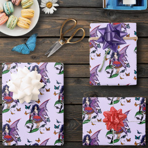 Hoja De Papel De Regalo Mariposas de hongos morados