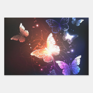 Hoja De Papel De Regalo Mariposas nocturnas brillantes
