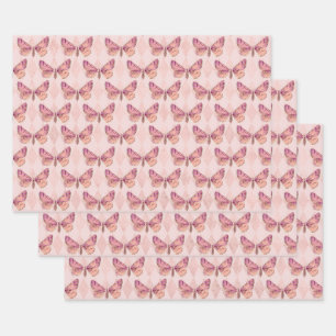 Hoja De Papel De Regalo Mariposas rosadas al paso de los controles
