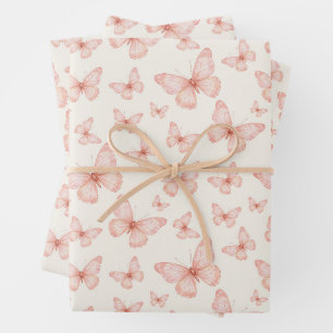 Hoja De Papel De Regalo Mariposas rosadas bonitas