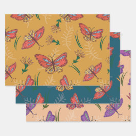 Hoja De Papel De Regalo Mariposas y flores