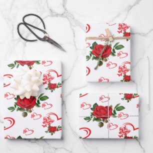 Hoja De Papel De Regalo Mariposas y flores del corazón