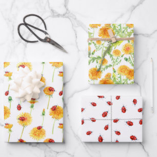 Hoja De Papel De Regalo Mariquitas y Dientes de León