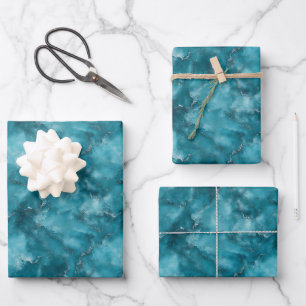 Hoja De Papel De Regalo Mármol Azul Turquesa
