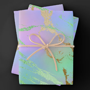 Hoja De Papel De Regalo Mármol Milenial   Ombre Pastel Arcoíris Juguetón