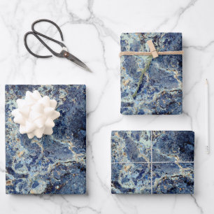 Hoja De Papel De Regalo Mármol negro y venas beiges de color gris oscuro