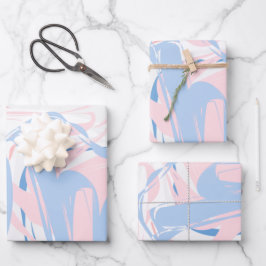 Hoja De Papel De Regalo Mármol Rosa Blanco Azul Remolino Abstracto Bebé