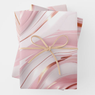 Hoja De Papel De Regalo Mármol rosa y dorado