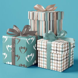 Hoja De Papel De Regalo Marrón del Día del Padre y Tuxeco Verde azulado co