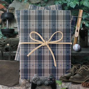 Hoja De Papel De Regalo Marrón-masculino azul trenzado