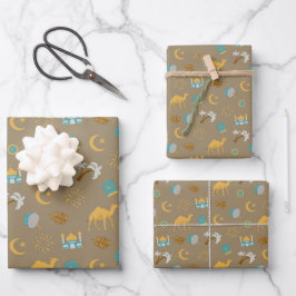 Hoja De Papel De Regalo Marrón Ramadán moderno Eid Mubarak Feliz Eid