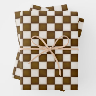 Hoja De Papel De Regalo Marrón y Cuadro Blanco Antiguo