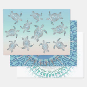 Hoja De Papel De Regalo Martim de tortugas hawaianas náuticas