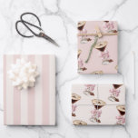 Hoja De Papel De Regalo Martini Espresso Lazo Rosa Femenino<br><div class="desc">El regalo perfecto para envolver para una fiesta, ducha o celebración con un tema de martini de espresso, este diseño femenino presenta copas de martini altas llenas de martini de espresso y atadas con un lazo de chiffon rosa. Una hoja de papel de regalo coordinada tiene rayas rosadas y beige...</div>