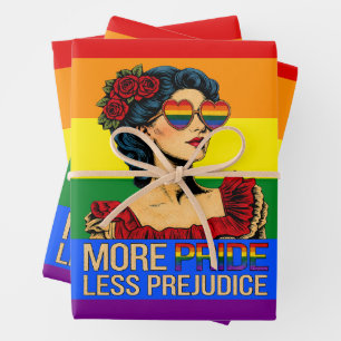 Hoja De Papel De Regalo Más Orgullo Menos Prejuicio Mes del Orgullo LGBTQ