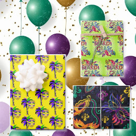 Hoja De Papel De Regalo Máscara de plumas de fiesta de Mardi Gras regalo c