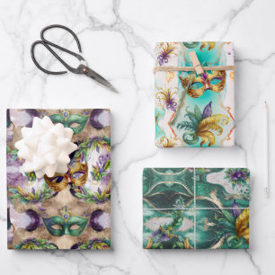 Hoja De Papel De Regalo Máscaras de Mardi Gras