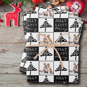 Hoja De Papel De Regalo Mascota de cachorros de perro lindo foto árbol neg