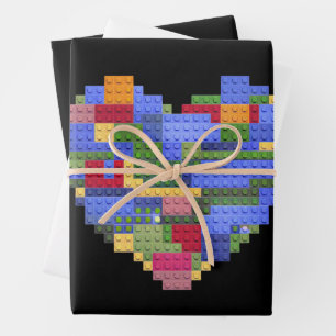 Hoja De Papel De Regalo Master Builder Block Ladrillo Building Heart Valen