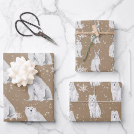 Hoja De Papel De Regalo Matan los animales del Ártico de invierno de Kraft