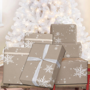 Hoja De Papel De Regalo Matanza de copos de nieve blancos en invierno de K
