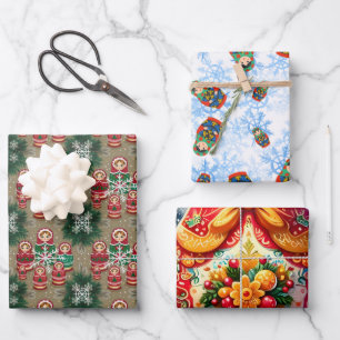 Hoja De Papel De Regalo Matryoshka muñecas nidificadoras rusas Babushka Wi