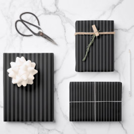 Hoja De Papel De Regalo Matte estético gótico negro y gris a rayas
