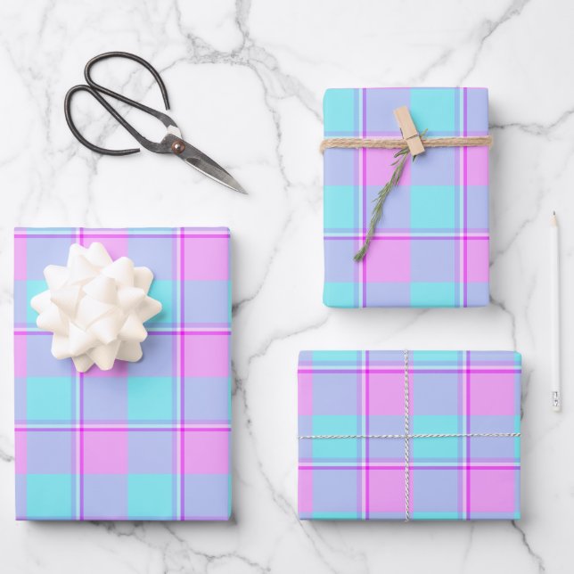 Hoja De Papel De Regalo Mauve and Coastal Mist Plaid (Anverso)