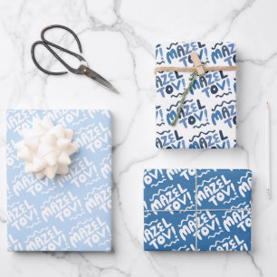 Hoja De Papel De Regalo MAZEL TOV Bar Bat Mitzvah Azul judío manchado