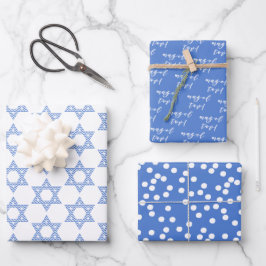 Hoja De Papel De Regalo ¡Mazel tov! Estrella azul de David y Polkadots