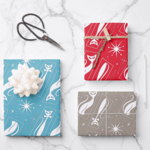 Hoja De Papel De Regalo MCM de Navidades modernos de gatos de estrella ató