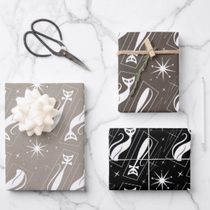 Hoja De Papel De Regalo MCM de Navidades modernos de gatos de estrella ató