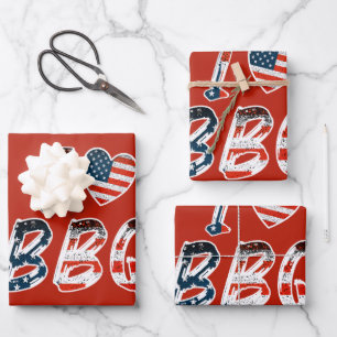 Hoja De Papel De Regalo Me encanta la barbacoa, patriota estadounidense